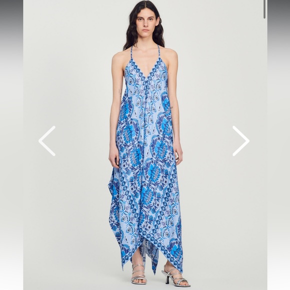 Sandro TURQUOISE WOVEN DRESS - Picture 1 of 12